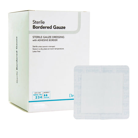 DermaRite 11480 Gauze Adhesive Dressing, White, Sterile, 4 X 8 inch