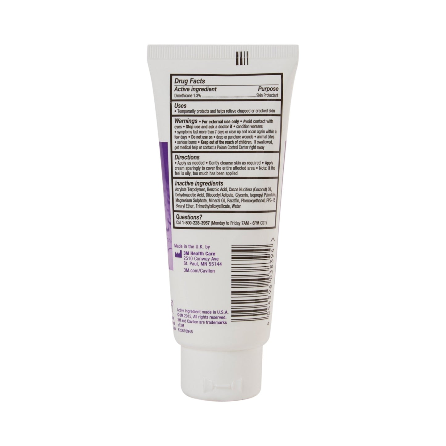 3M Cavilon™ 3355 Durable Barrier Cream, 3.25 oz Tube, Fragrance Free, Hypoallergenic