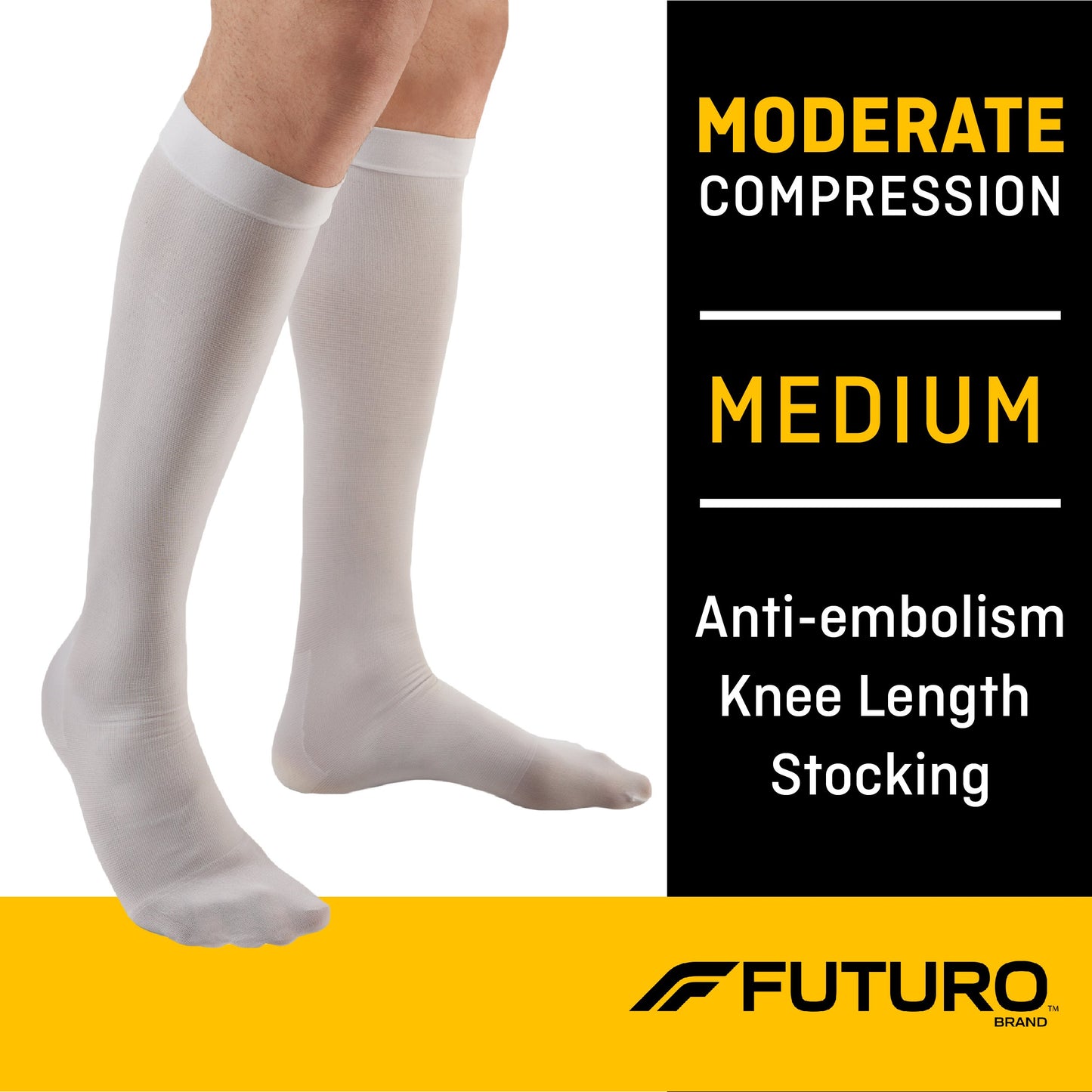 3M Futuro™ Anti-Embolism Stockings, Knee-High, Closed-Toe, Medium/Regular, White