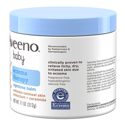 Eczema Cream Aveeno® Baby Eczema Therapy Nighttime Balm 11 oz. Jar Unscented Ointment