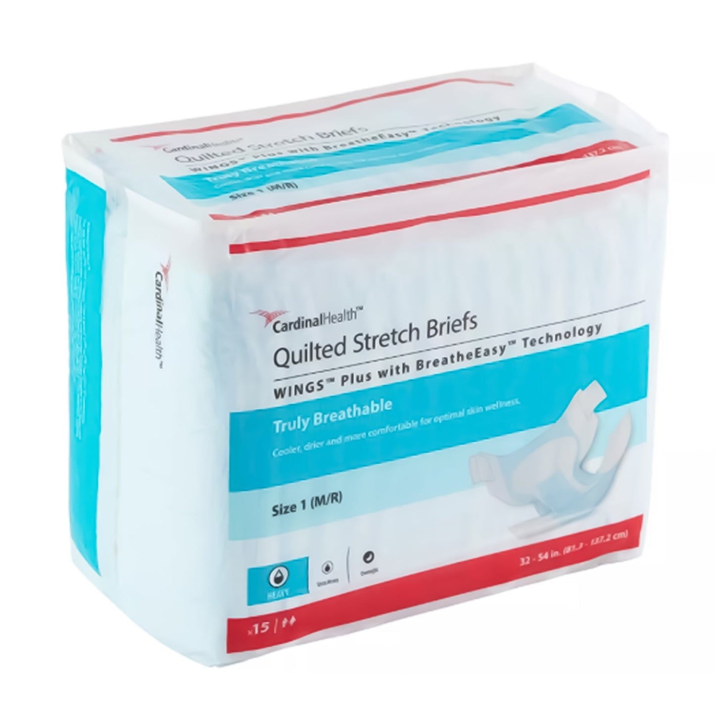 Incontinence Brief Wings™ Plus Adult Size 1 / Medium Unisex Disposable Heavy Absorbency
