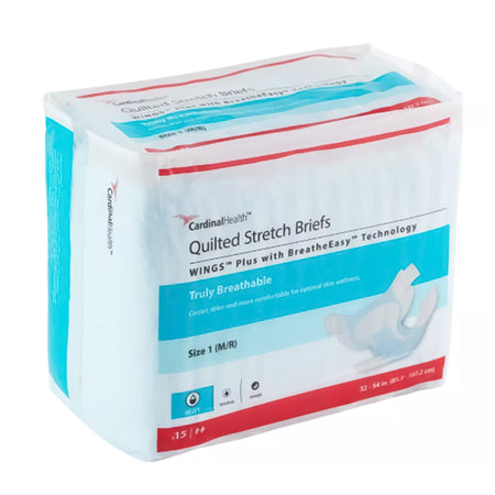 Cardinal 66063 Wings Plus Incontinence Brief, Size 1 / Medium, White, Heavy Absorbency