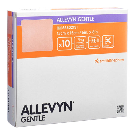 Smith & Nephew 66802131 Allevyn Gentle Border Silicone Foam Dressing, 6 x 6 Inch