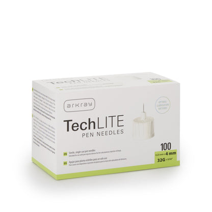 Arkray TechLITE™ Standard Insulin Pen Needle, 32 Gauge, 4 mm Length, Light Green