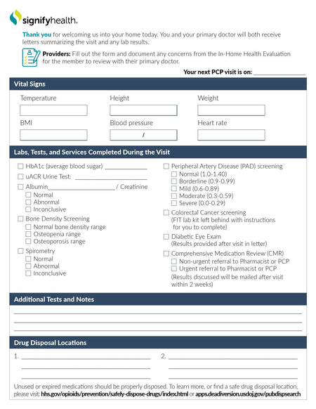 Signify Health® Checklist Form
