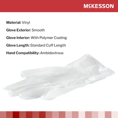 McKesson Confiderm® Vinyl Exam Glove, Extra Large, Clear