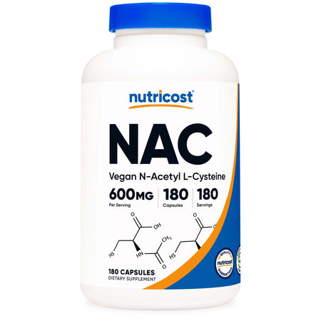 Nutricost NTC052101 Dietary Supplement Acetyl L-Cysteine NAC 600 mg Strength Capsule 180 Per Bottle