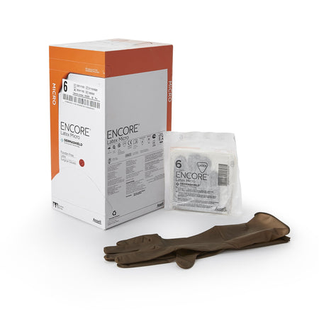 Ansell 5787001 Encore Latex Micro Surgical Glove, Size 6, Brown