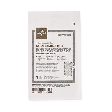 Medline PRM25865 Caring Sterile Fluff Bandage Roll, 4-1/2 Inch x 4-1/10 Yard, 6-Ply