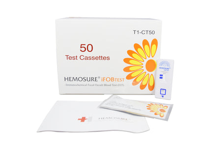 Hemosure T1-CT50 Fecal Occult Blood (iFOB or FIT) Colorectal Cancer Screening Test Kit