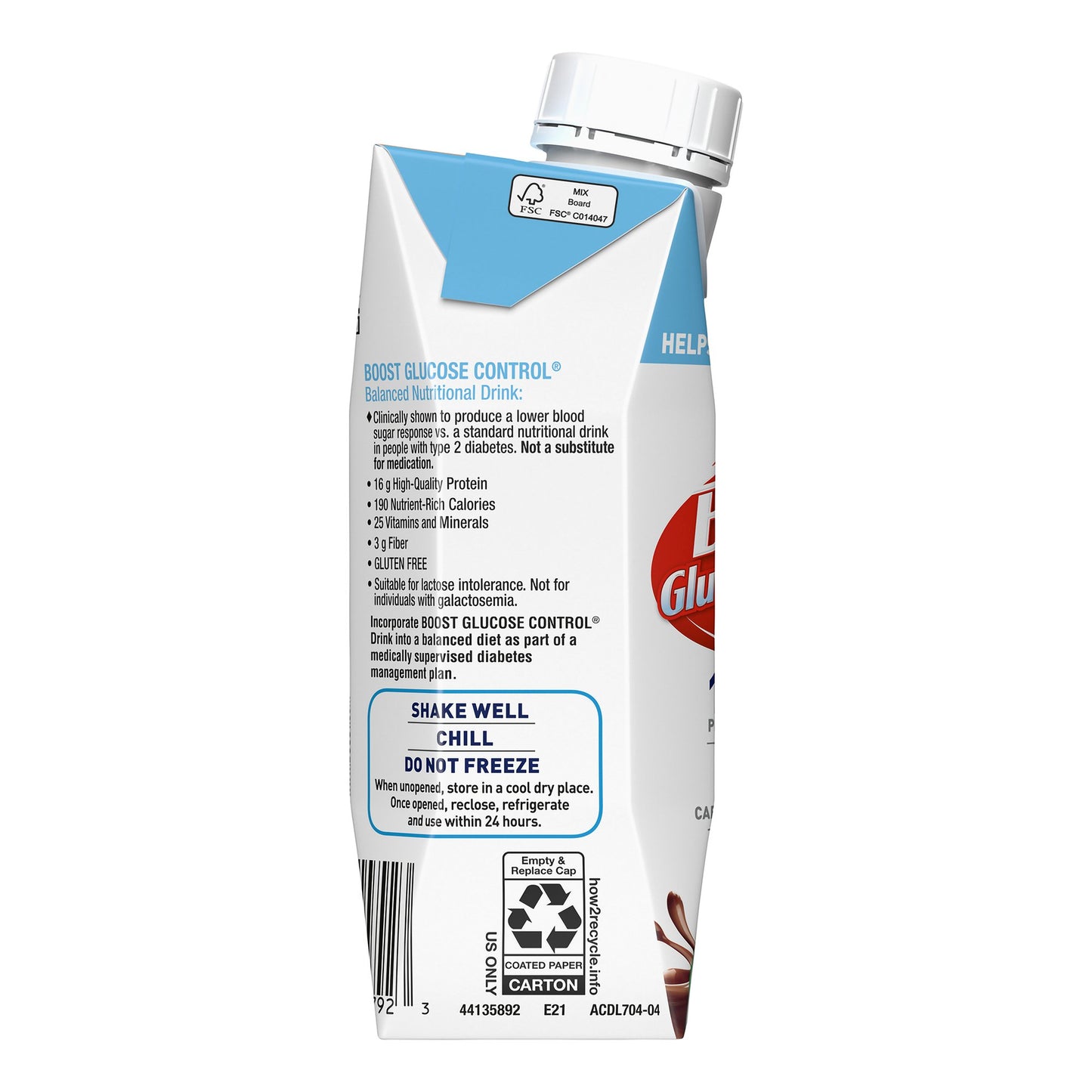 Boost® Glucose Control Chocolate Balanced Nutritional Drink, 8-ounce carton