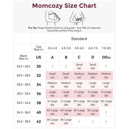 Nursing Bra Momcozy 34 to 36 Inch Chest Medium Beige Back Hook and Eye Closure