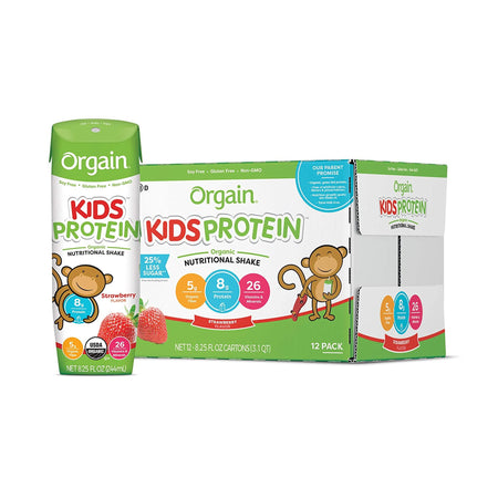 Orgain Inc 851770003155 Kids Protein Organic Nutritional Shake, Strawberry, 8.25-ounce carton