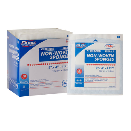 Dukal 7444 Clinisorb Sterile Nonwoven Sponge, 4 x 4 Inch, 4-Ply
