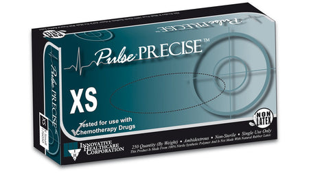 Innovative Healthcare 176050 Pulse Precise Nitrile Exam Glove, Extra Small, Aqua Blue