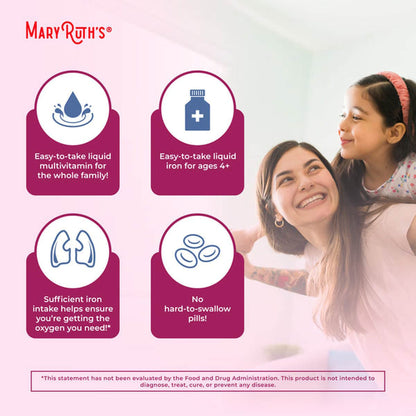 Dietary Supplement Mary Ruth's® Liquid Iron Iron 6 to 18 mg Strength Liquid 16 oz. Berry Flavor
