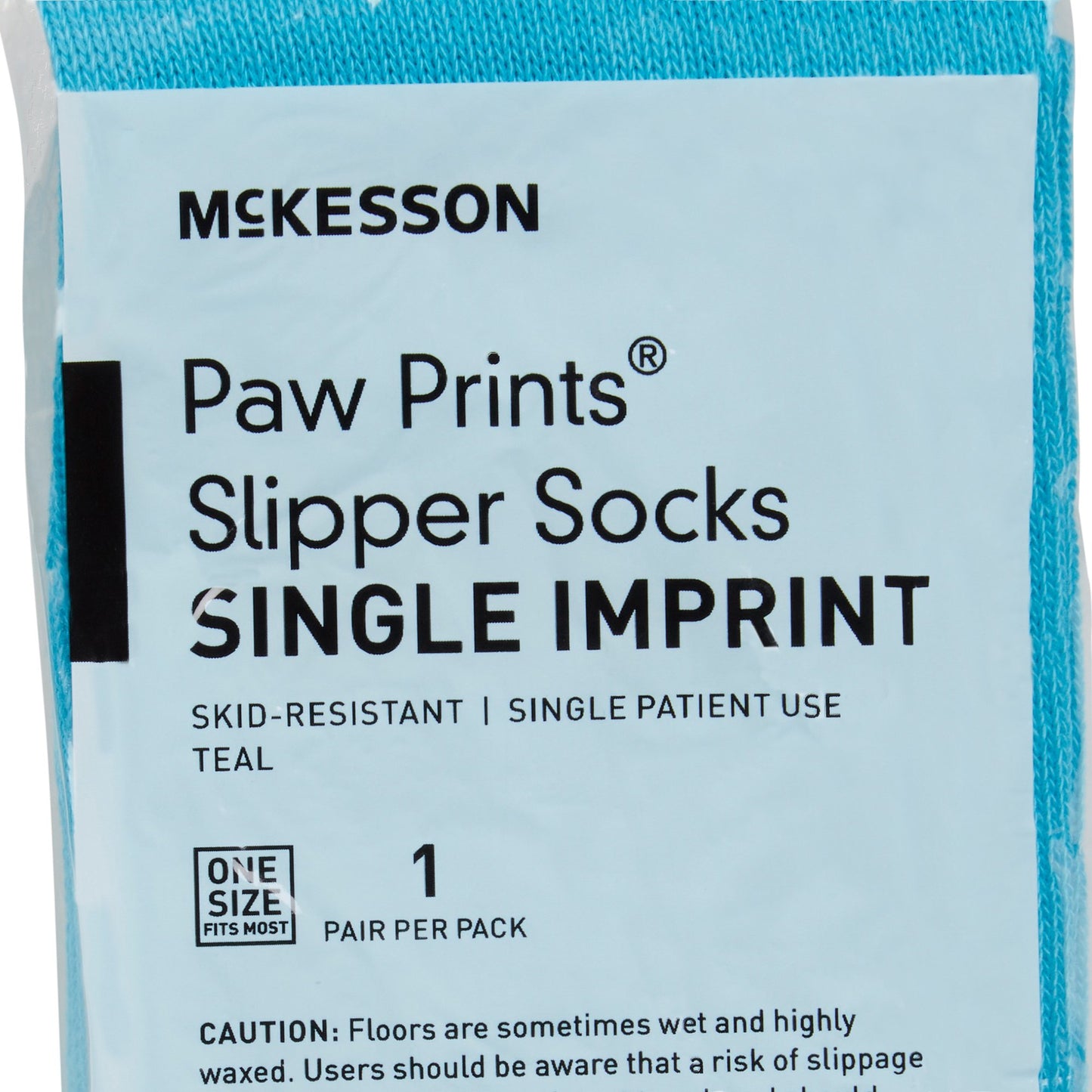 McKesson Paw Prints Slipper Socks, Aqua, One Size Fits Most