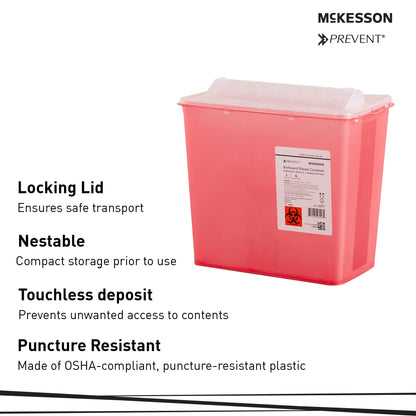 McKesson Prevent® Sharps Container, 2 Gallon, 9-1/4 x 10 x 6 Inch