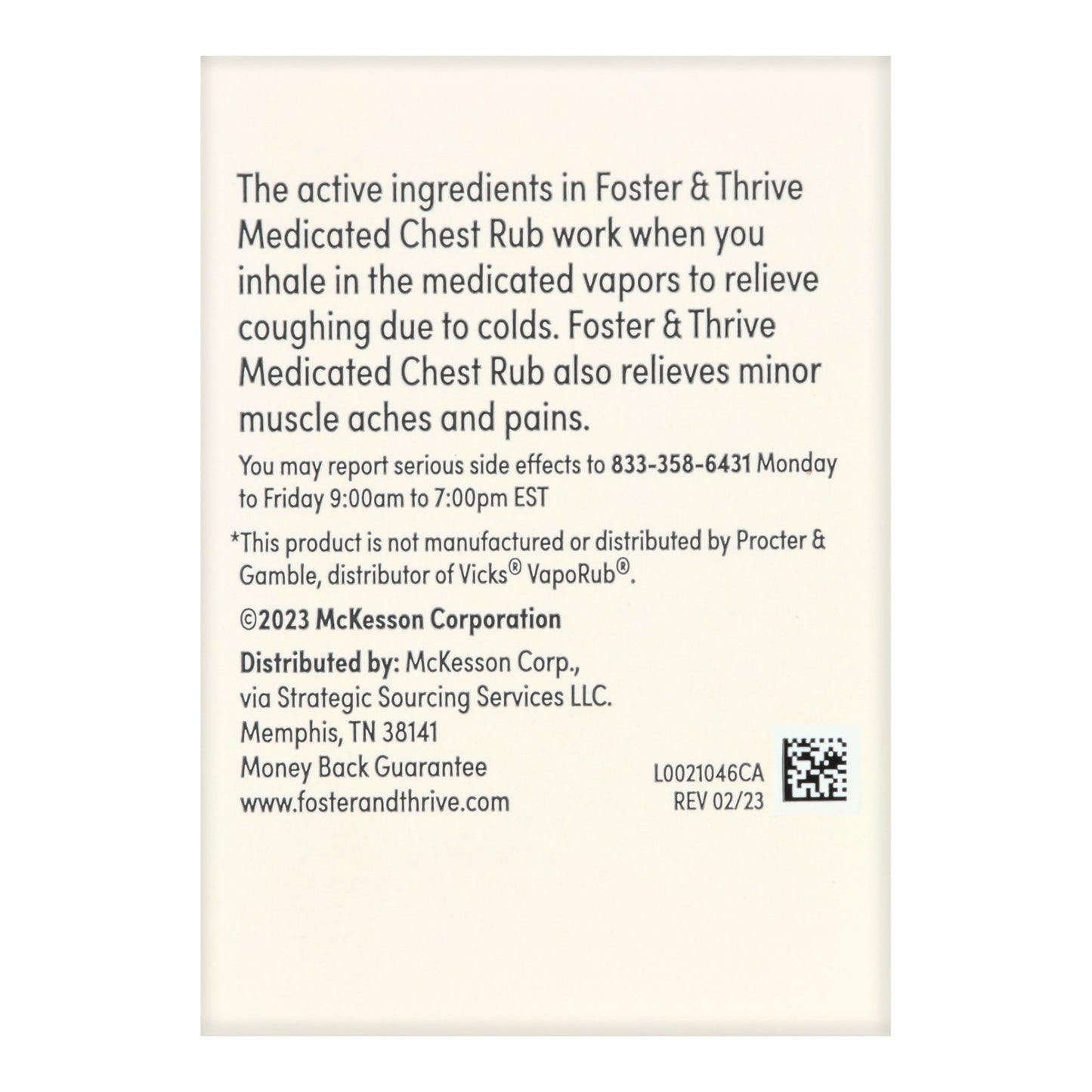 Foster & Thrive™ Chest Rub Menthol 2.6% Eucalyptus Oil 1.2% Camphor 4.8%