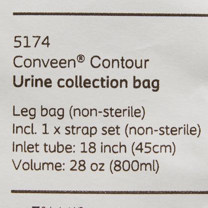 Conveen® Contour Urinary Leg Bag, Anti-Reflux Valve, Polyethylene/Flocked, 800mL