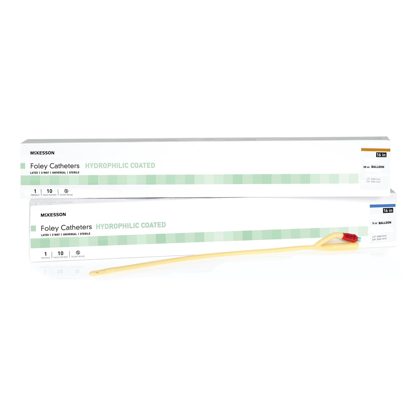 Foley Catheter McKesson 2-Way Standard Tip 30 cc Balloon 24 Fr. Hydrophilic Polymer Coated Latex