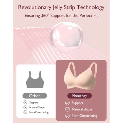 Nursing Bra Momcozy Jelly Strip 34 to 36 Inch Chest Medium Beige Back Hook and Eye Closure