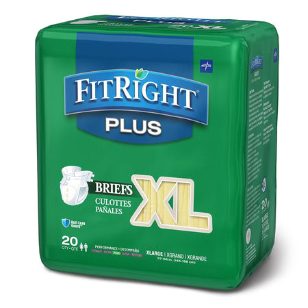 Medline FITPLUSXLG FitRight Plus Incontinence Brief, X-Large, White, Moderate Absorbency