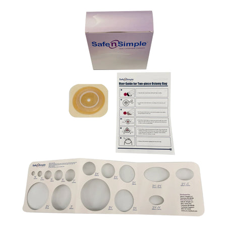 Safe N Simple SNS7814134-NF Ostomy Barrier Trim to Fit, 4 x 4 Inch, Beige
