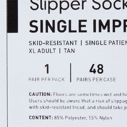 McKesson Single Tread Slipper Socks, X-Large, Tan