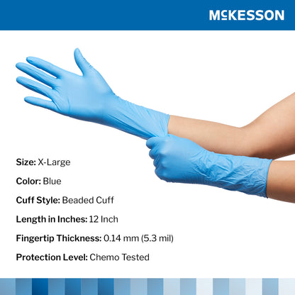 McKesson Confiderm® 6.5CX Nitrile Extended Cuff Length Exam Glove, X-Large, Blue