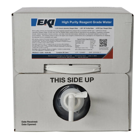 EK Industries Inc 15335-20L Deionized Water Chemistry Reagent, 20 Liter Cubitainer