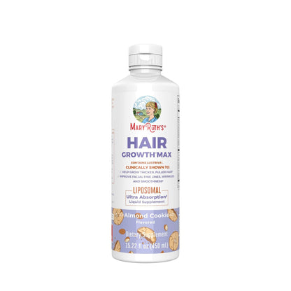 Dietary Supplement Mary Ruth's® Hair Growth Max Liposomal Vitamin E / B6 / Biotin 4 mg / 3 mg / 10,000 mcg Strength Liquid 15.22 oz. Almond Cookie Flavor