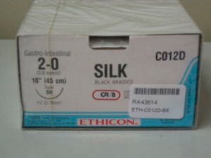 Ethicon C012D Perma-Hand Silk Nonabsorbable Suture with Needle, Taper Point Braided