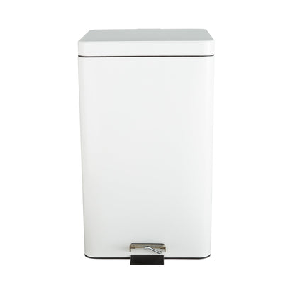 McKesson Trash Can with Plastic Liner, Square, Steel, Step-On, 32 QT, White