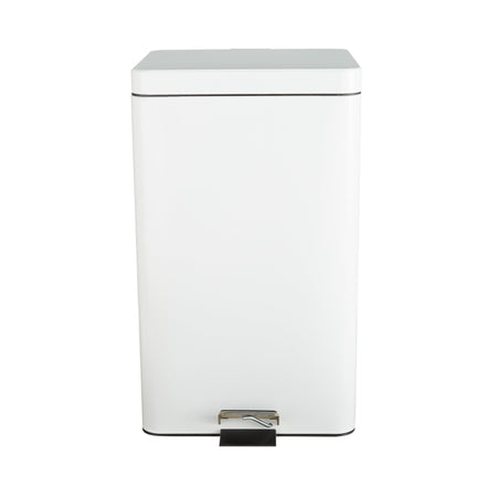 McKesson Trash Can with Plastic Liner, Square, Steel, Step-On, 32 QT, White