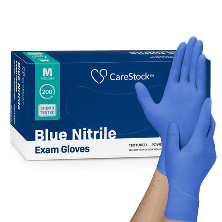 CareStock CS2714 Nitrile Exam Glove, Medium, Blue