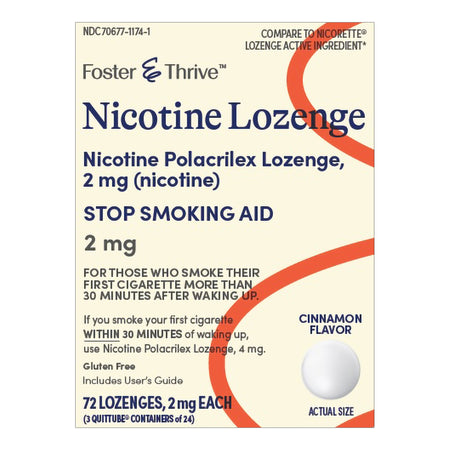McKesson 70677117401 Foster & Thrive Nicotine Polacrilex Lozenges 2 mg Cinnamon