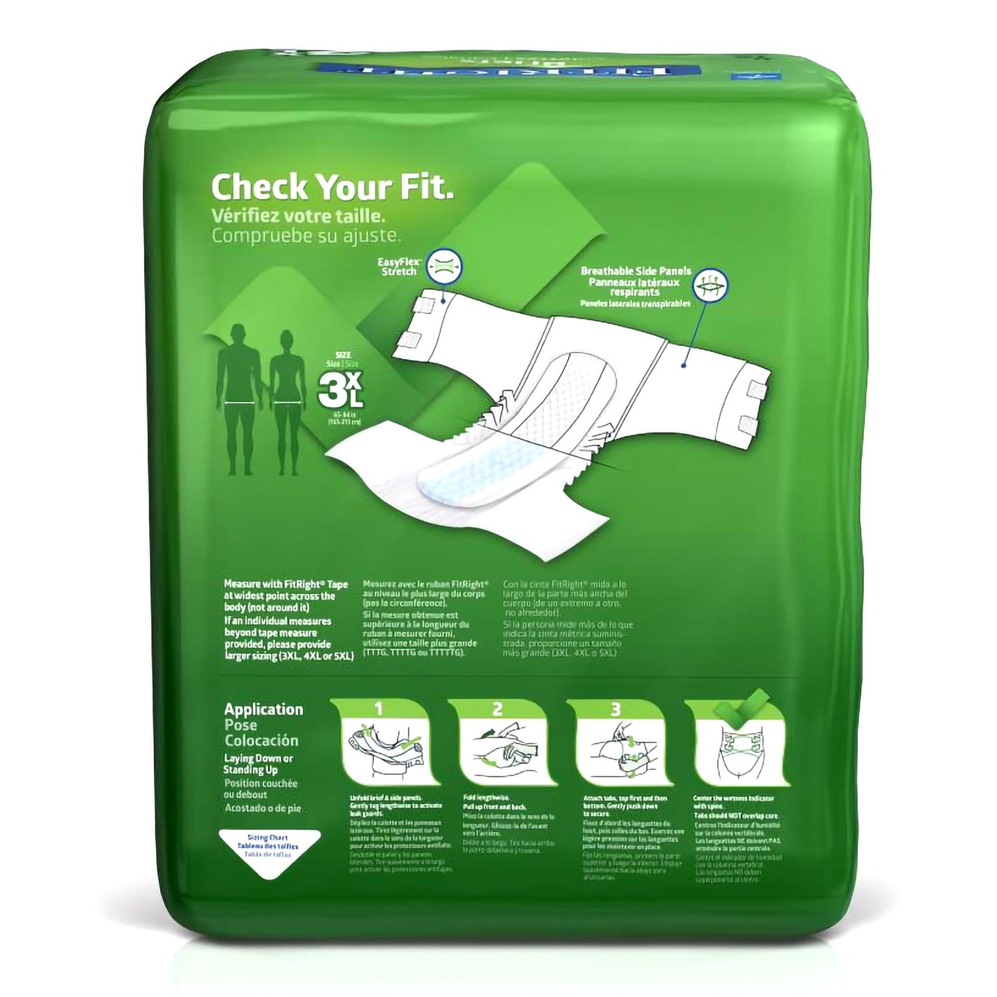 Incontinence Brief FitRight® Bariatric Adult 3X-Large Unisex Disposable Heavy Absorbency