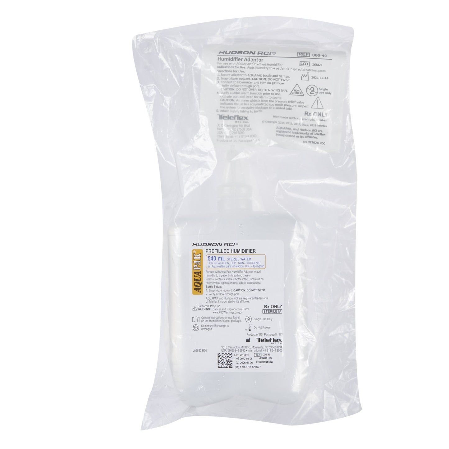 Aquapak® Prefilled Bubble Humidifier Kit, 540 mL