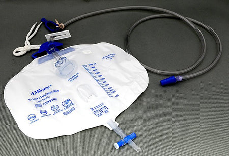 Amsino AS32200 AMSure Urinary Drain Bag, T-Tap Drain, Pre-pierced