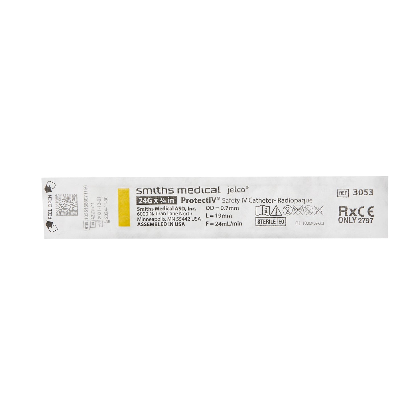 Protectiv® Peripheral IV Catheter, 0.75 in., 24 Gauge