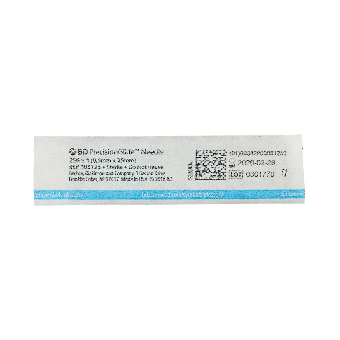 BD 305125 PrecisionGlide™ Hypodermic Needle, 25 Gauge, 5/8 Inch Length