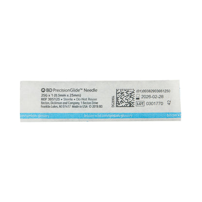BD 305125 PrecisionGlide™ Hypodermic Needle, 25 Gauge, 5/8 Inch Length