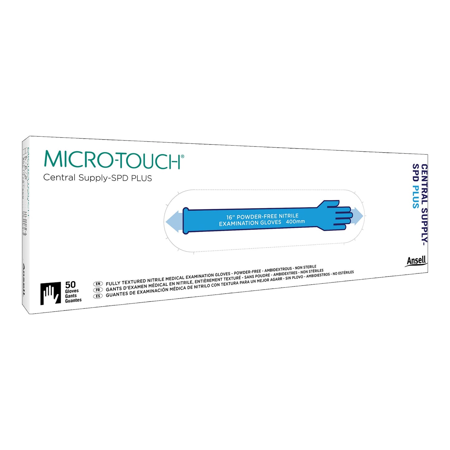 Utility Glove Micro-Touch® Central Supply SPD Plus Large Nitrile Blue 16 Inch Beaded Cuff NonSterile