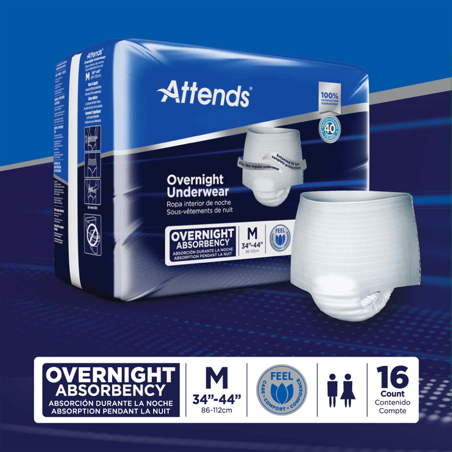 Attends® Overnight Underwear with Extended Wear Protection, Medium