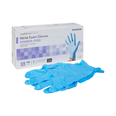 McKesson 14-660C Confiderm 4.5C Nitrile Exam Glove, Extra Large, Blue
