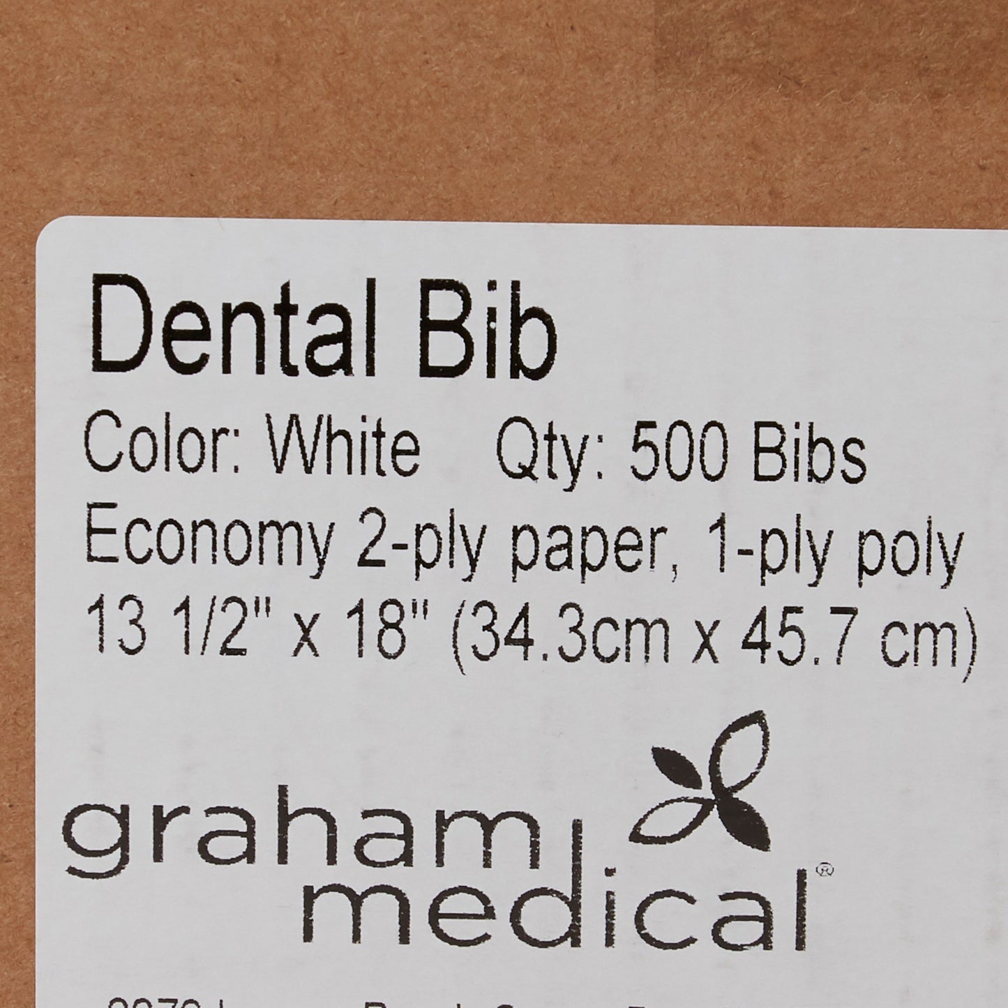 Graham Medical White Dental Bib, 13½ x 18 Inch