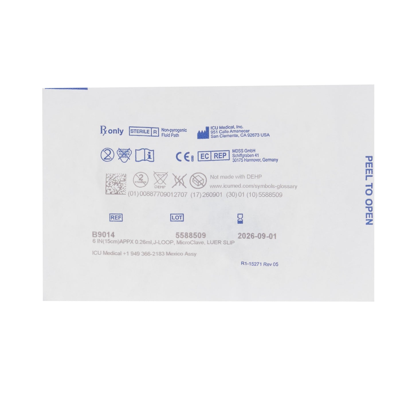 IV Extension Set ICU Needle-Free Port 4 Inch Tubing