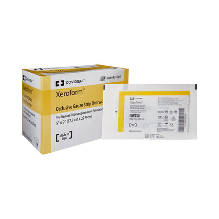Cardinal 8884431605 Xeroform Occlusive Petrolatum Impregnated Dressing, 5 x 9 inch