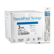 VanishPoint® 3 mL Syringe with Hypodermic Needle, 23 Gauge, 1 Inch Needle Length